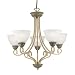 5LT GLD FROST GLASS CHANDELIER