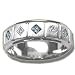 .41 CT TW MENS 5 PRINCESS CUT BLUE & WHITE DIAMOND BAND