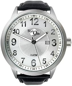 HydrOlix 3-Hand Black Leather/Silver Dial Unisex watch #XA00221