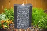 Grooved Black Stone Water Fountain 20 L x 10 W x 30 H