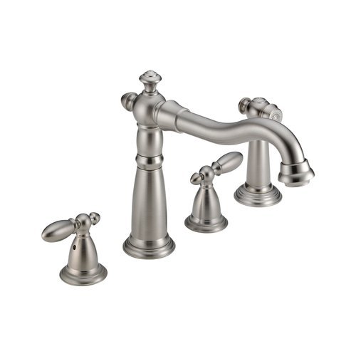 Delta Faucet 2256-SS-DST Victorian, Two Handle Widespread Kitchen Faucet with Spray, Stainless