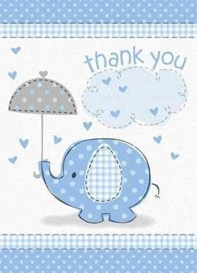 Umbrella Elephant Boy Baby Shower Thank You Notes w/ Envelopes (8ct) by Umbrella Elephant by Umbrella Elephant