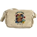 IMAGE OF Khaki Messenger Bag Peace Love Music - Peace Symbol Sign