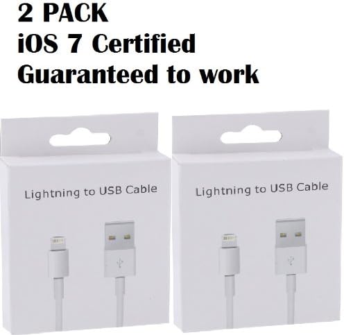2 Pack - Ios 7 Certified 8 Pin to USB Data Cable Cord for Apple Iphone 5 5s 5c