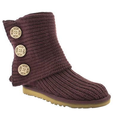 Ugg Cardy Knit Boots - 5.5 Uk - Burgundy - Fabric