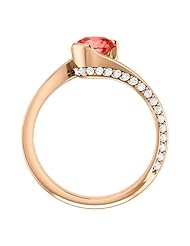 18K Rose Gold 6.00mm Round Cut Chatham Created Padparadscha Sapphire and Diamond Ring -- LIFETIME WARRANTY