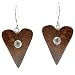 CZ & Wood Heart-Shaped Sterling Silver Earrings