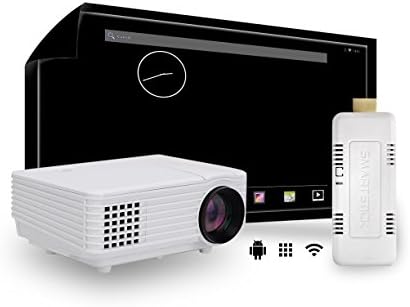 Multimedia Portable Mini Hd Led Projector Cinema Theater COMPLETE PACKAGE with Wi-Fi SmartStick Custom Android PC Mini Computer (Custom Projection Screen Options)