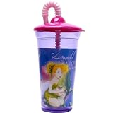 Disney Fairies Tinkerbell Sipper Flask Tumbler with Lid & Whistling Straw