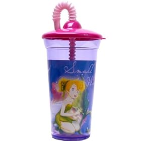 Disney Fairies Tinkerbell Sipper Flask Tumbler with Lid & Whistling Straw