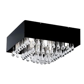 Eglo 88201A Camini, Black and Chrome Clear Crystals, 8-Light Ceiling Light Fixture by Eglo