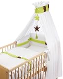 Christiane Wegner 0310 00-106 - Bett-Set ""Apple"" f&uuml;r Bett 70 x 140 cm, bestehend aus Himmel mit Mobile, Kopfschutz, Bettw&auml;sche 100 x 135 cm und kleinem Kissen 40 x 60 cm