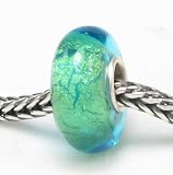 (Free Shipping Beads Charms Jewelry Sale) Beautiful Green and Blue Murano Glass Bead Charm Fits Pandora Bracelet