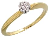 14k Gold Fancy Cluster Diamond Ring, w/ 0.06 Carat Brilliant Cut Diamonds, 3/16 (4.5mm) wide
