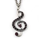 Antique Silver Tone Music Treble Clef Pendant (Purple)