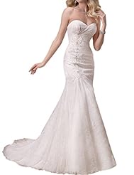 Sexy Vintage Beaded Draped Applique Lace Sweetheart Sleeveless Mermaid Wedding Dress  with a Brush/Sweep Train 