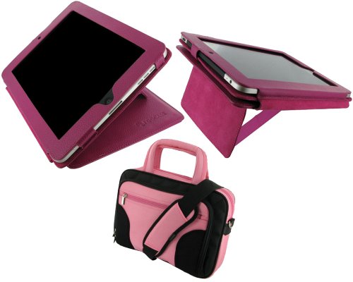 rooCASE 2n1 Couture Folio Genuine Leather (Magenta) Case Cover and Deluxe Carrying Bag for for Apple iPad 3G Wi-Fi (For 1st Generation iPad, NOT for new iPad 2 release March 2011)