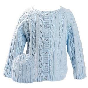 Elegant Baby Cable Knit Sweater And Hanger Set 6 Months - Blue