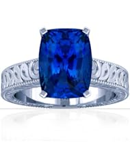 Platinum Cushion Cut Blue Sapphire Fana Designer Ring