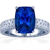 Platinum Cushion Cut Blue Sapphire Fana Designer Ring