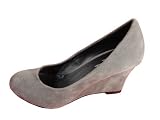 41EvjcmXpKL. SL160  Andres Machado Womens GRAY Suede Wedge Pumps Big Size Shoes
