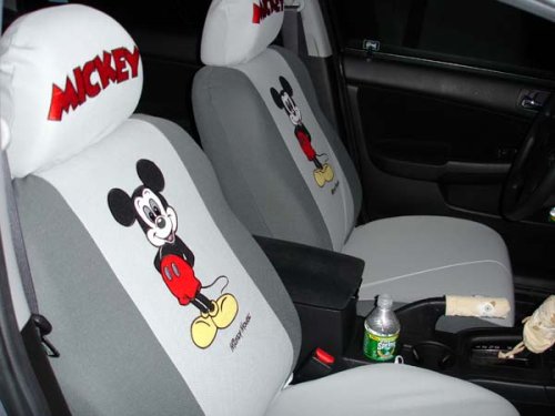 mickey mouse universal car seat cover - 10pcs full set... *grey* - with FREE gift of Non-slip Dash Grip Pad mat