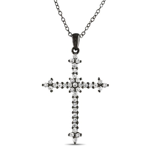 Sterling Silver 1/2 CT TDW Diamond Religious Pendant With Chain (H-I, I3)