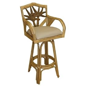 Click here to buy Cancun Palm Indoor Swivel Rattan 24 Counter Stool in Natural Finish Fabric: Palm Grove by Hospitality Rattan.