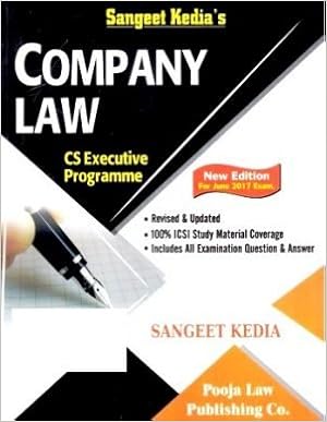 Company Law Book- CS Executive Programme- June 2017 Exams by Sangeet Kedia 