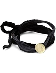 Mizuki 14k Gold Monogram Letter "R" Button on Ombre Silk Bracelet
