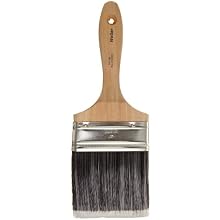 Weiler 7/8" Thickness, 3-1/4" Bristle Length, 4" Width, Poly/Nylon Fill, Brass Ferrule, Professional Wall Paint Brush With Sanded Wood Handle