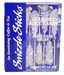 Gourmet Rock Candy Swizzle Sticks, White (DP) 125g (4.5oz)