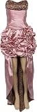 Vintage Pin-Up Style Beaded Leopard and Solid Satin High-Low Formal Prom Dress Pageant Gown Junior Plus Size, Size: XL, Color: Dusty-Rose