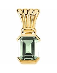 18K Yellow Gold Emerald Cut Prasiolite (Green Amethyst) Pendant -- LIFETIME WARRANTY