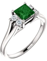 Platinum 5.00x5.00mm Princess Cut Chrome Tourmaline and Diamond Ring -- LIFETIME WARRANTY