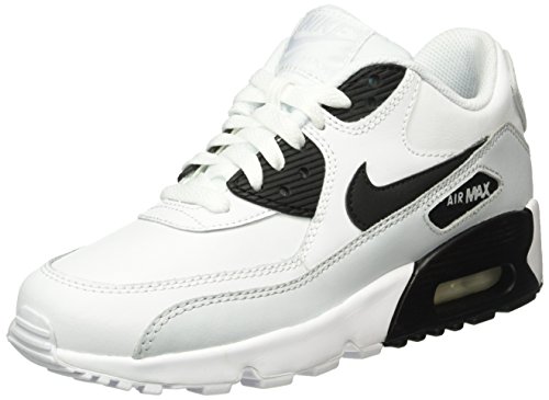 Nike Air Max 90 LTR White/Black-Premium Platinum-White (Big Kid) (7 M US Big Kid)
