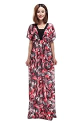 Sexy V-neck Spring Summer Floral Print Jersey/Polyester/Spandex/Knit Maxi Dress 