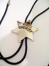 SHERIFF Metal STAR BOLO TIE Cowboy WESTERN NECKLAC