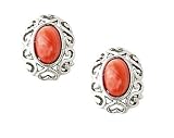 Antique Style Coral Earrings in Sterling Silver