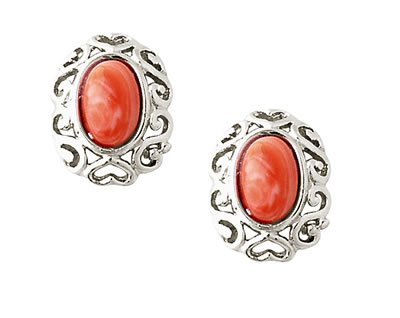 Antique Style Coral Earrings in Sterling Silver