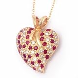 14K 1.55 CTW Ruby & Diamond Heart Pendant by Morris & David