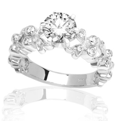 41Ew7EJSIiL Bezel And Pave Set Diamond Engagement Ring with a 1, I, , SI2, EGLUSA, Certified