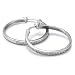 Rhodium Plated Sterling Silver Cubic Zirconia Hoop Earrings  (1.2" Diameter)