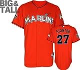 Mike Stanton Jersey: Big & Tall Miami Marlins #27 Alternate Firebrick Authentic Cool Base&Atilde;&cent;"&Acirc;&cent; Jersey with Marlins Park Inaugural Season Patch