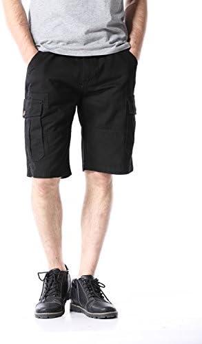 TISUN Men's Twill Performance Casual Solid Mufti Pocket Khaki Cargo Work Shorts