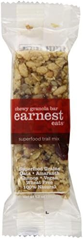 Earnest Eats 100% All-Natural Vegan Chewy Granola Bars with Superfood Grains Quinoa, Oats and Amaranth - Superfood Trail Mix - 5-1.2oz bars