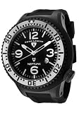 Men's Neptune Black Dial Silver Bezel Black Rubber