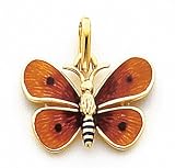 Multi-Color Enameled Butterfly Charm, 14K Yellow Gold