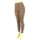 Semi Sheer Striped Animal Print Leggings Stretchy Brown
