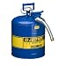 Justrite AccuFlow 7250330 Type II Galvanized Steel Safety Can with 1" Flexible Spout, 5 Gallons Capacity, Blue